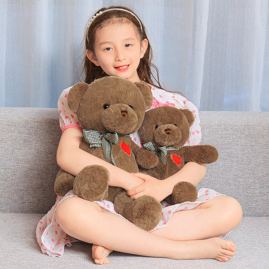 SNOWOLF 15" Brown Teddy Bear with Ribbon - Heartwarming Plush Toy, Birthday Gift, Kids Room Decor