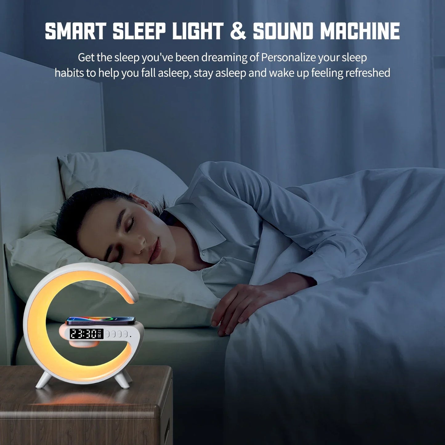 Multifunction RGB Bluetooth Speaker & Wireless Charging Alarm Clock