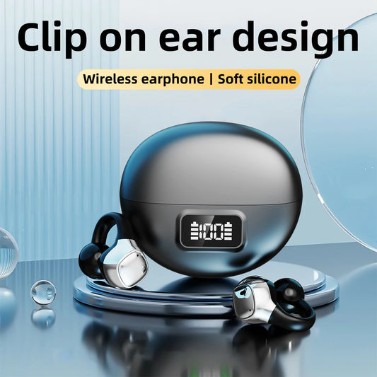Clip on Earbuds Open Ear Wireless Headset Bluetooth 5.4 Headphones with Mic,Noise Cancelling,Waterproof,Sports Ear Buds