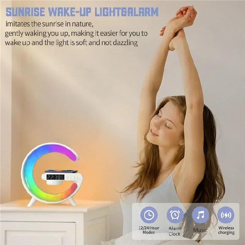 Multifunction RGB Bluetooth Speaker & Wireless Charging Alarm Clock